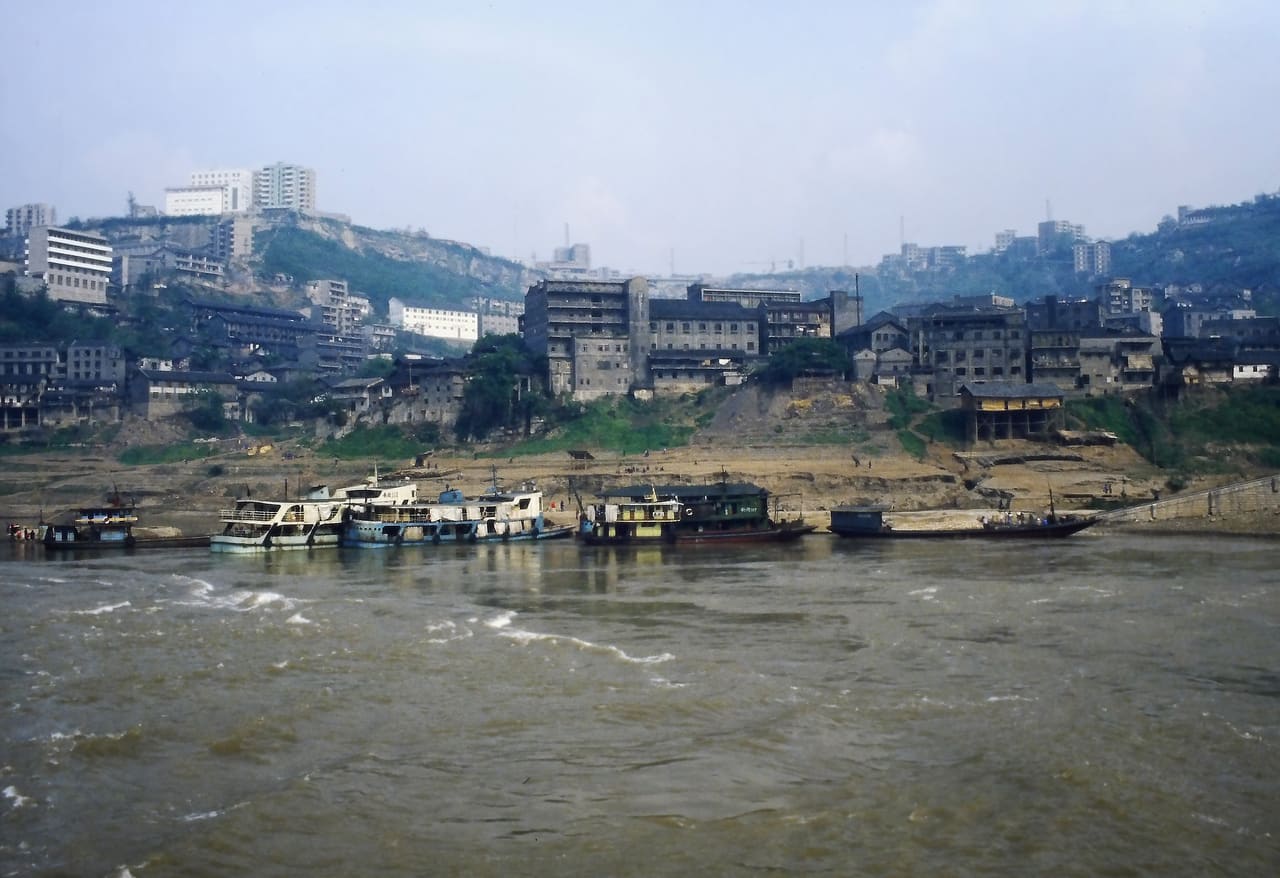Industry on the river at Chongqing in 1988