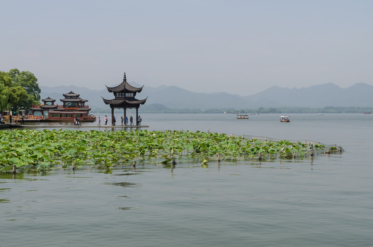 West Lake Pavilion and Water Lilies, Hangzhou 120529 1