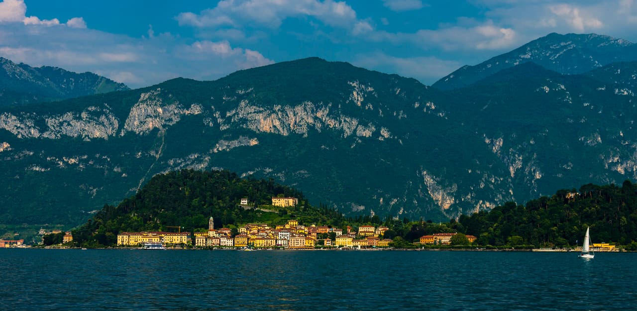 Bellagio and mountains from Lake Como