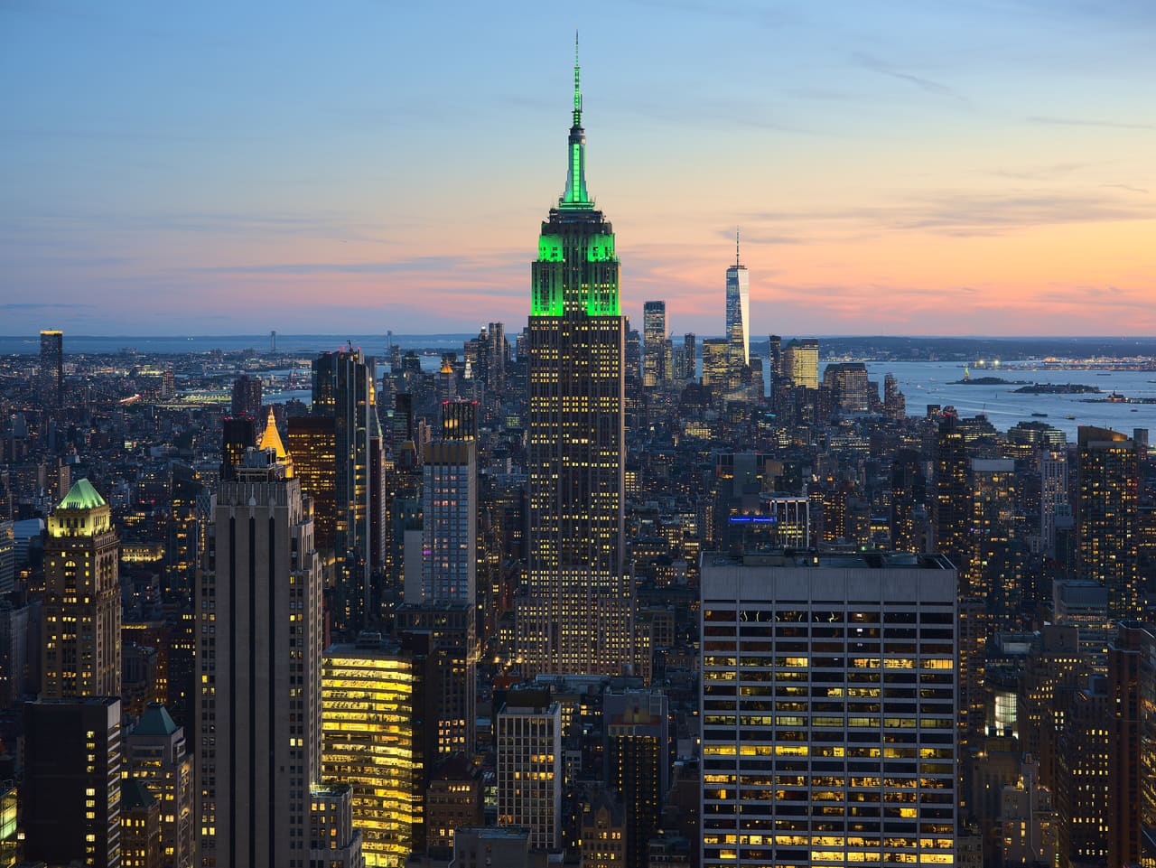 View of Empire State Building from Rockefeller Center New York City dllu